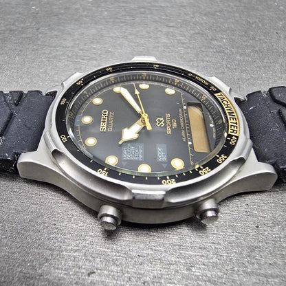 Seiko Sports 150 Ani Digi Dive Watch Men 40mm Black Dial Steel H601-802A PARTS6