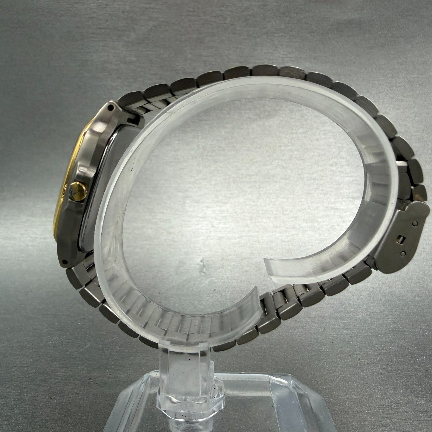 Seiko Watch Men 31mm Champagne Dial Two Tone Titanium Daydate 7N93-5010 New Batt6