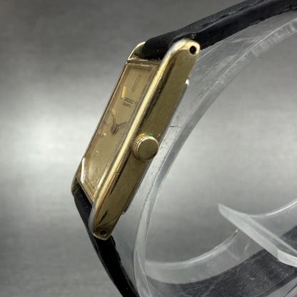 Seiko Tank Watch Women 12mm Champagne Dial Gold Tone 2E20-5239 New Battery UI82