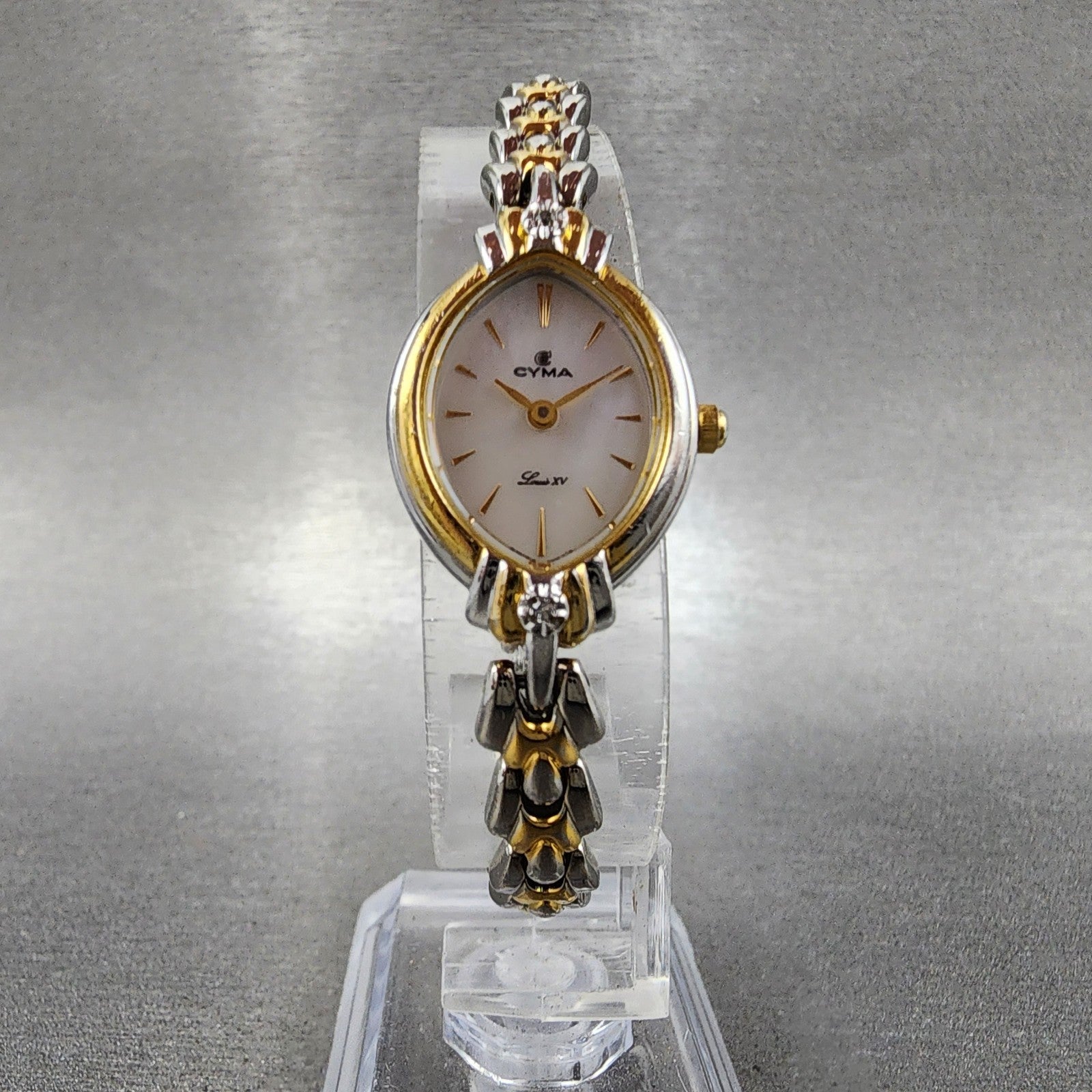 Cyma Louis XV Watch Women 18mm MOP Dial Two Tone Oval 814 New Battery5