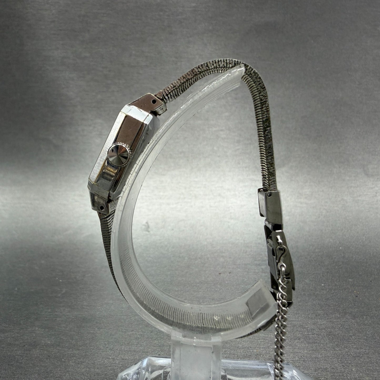 Seiko Special Tank Watch Women 19mm Green Dial Silver Tone Manual 1140-3140 Runs6
