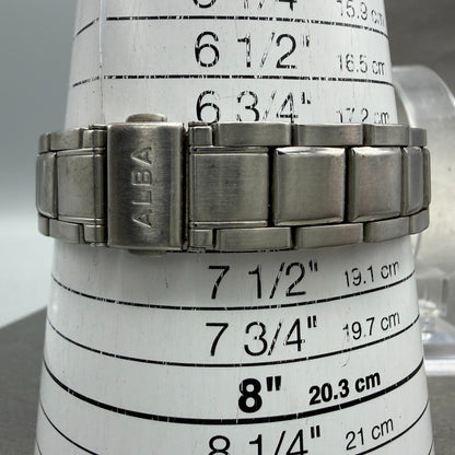 Seiko Alba Solar Watch Men 36mm Silver Dial Silver Tone Daydate V158-0AX0 Runs10