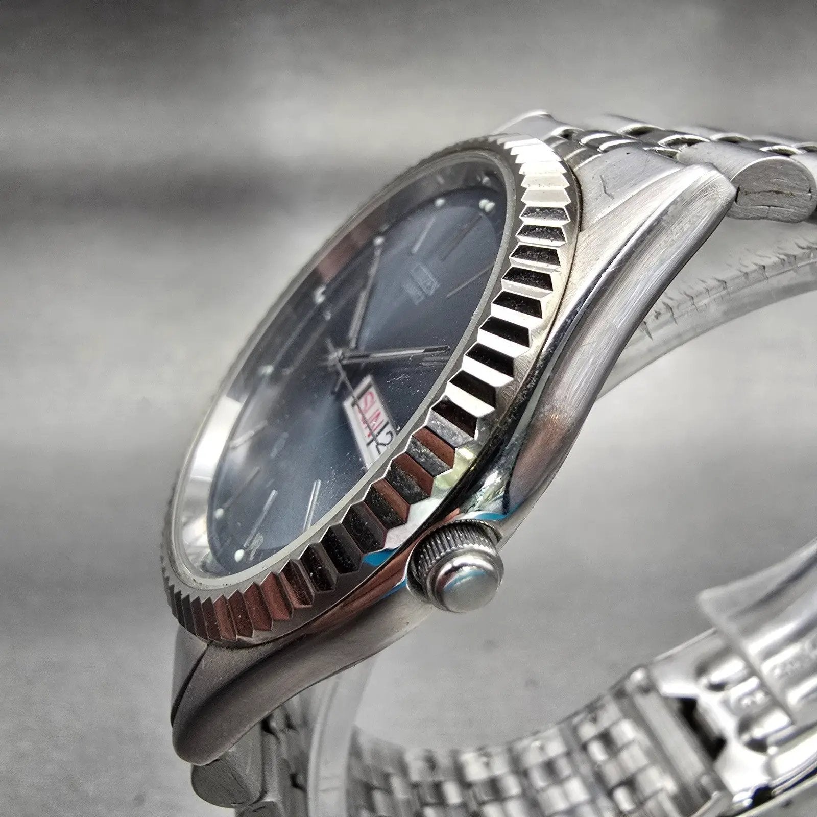 Citizen President Watch Men 35mm Blue Dial Silver Daydate 1102-R12527 New Batt2