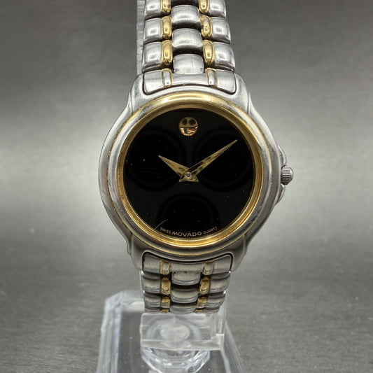 Movado Museum Watch Women 26mm Black Dial Two Tone Round NO CRYSTAL! 81-E4-98380