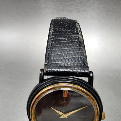 Seiko Watch Men 32mm Black Dial Black Tone Oval 6530-5129 PARTS