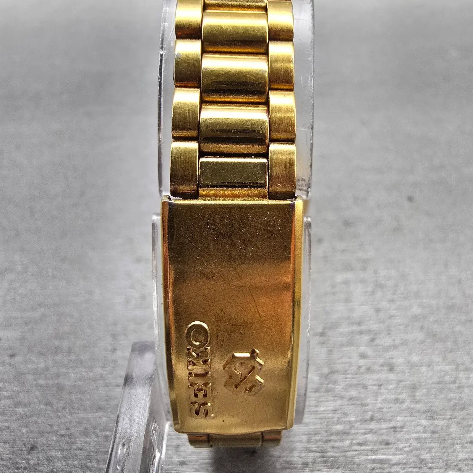 Seiko SQ Watch Women 24mm Gold Dial Gold Tone Daydate Round 2A23-0039 New Batt7