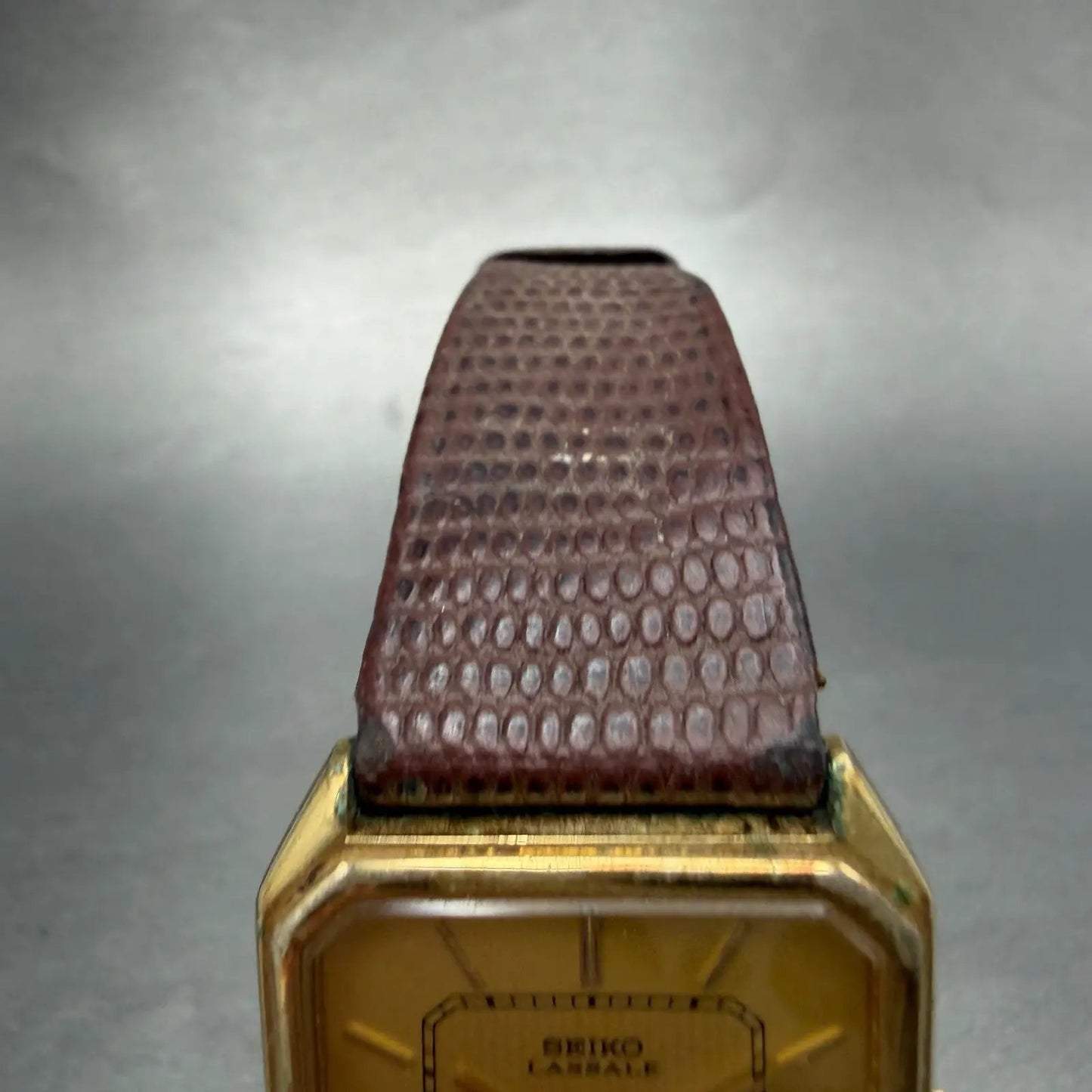 Seiko Lassale Tank Watch Men 28mm Champagne Dial Gold Tone Date 6429-5019 PARTS5