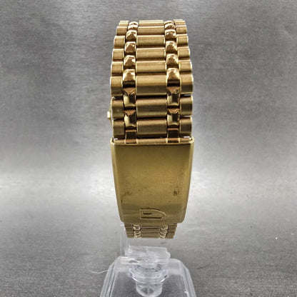 Gruen Alarm Watch Men 33mm Black Dial Gold Tone Round 321-6L71 New Battery7