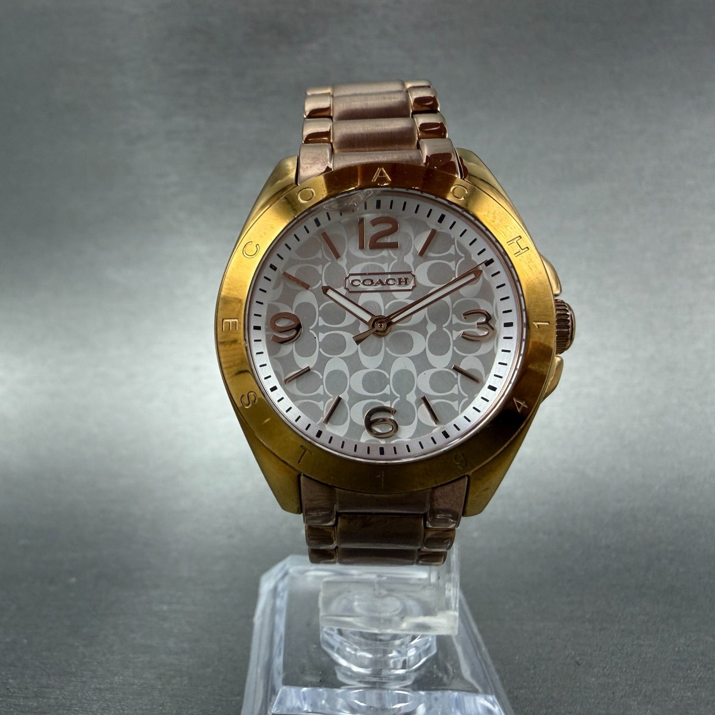 Coach Tristen Watch Women 33mm Silver Dial Rose Gold Tone Round New battery5