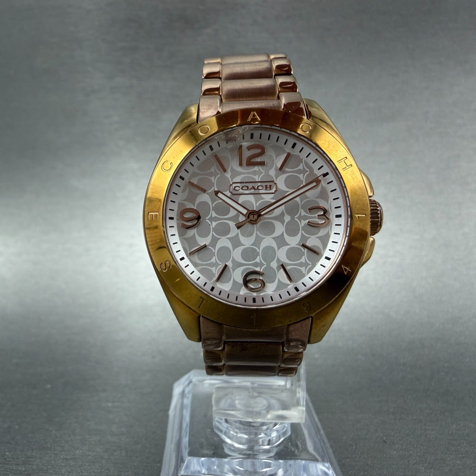 Coach Tristen Watch Women 33mm Silver Dial Rose Gold Tone Round New battery5