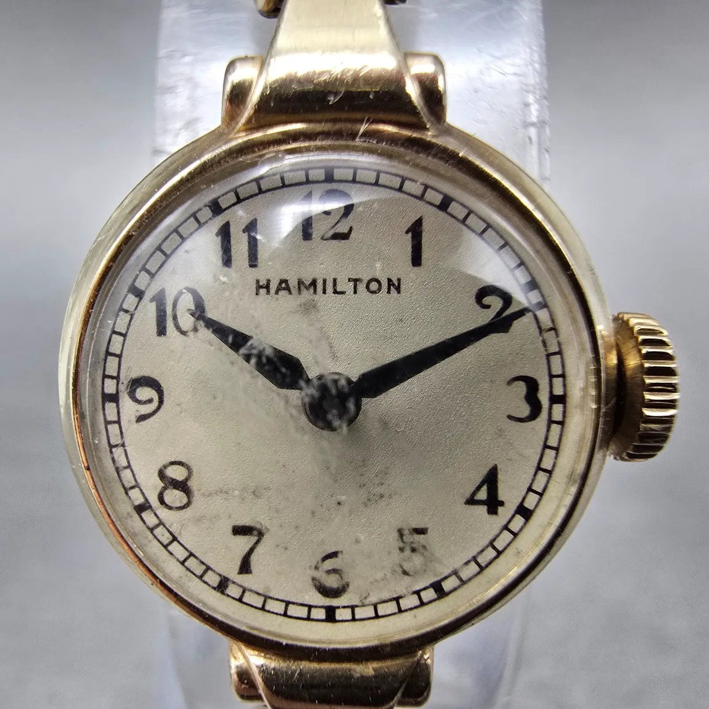 Hamilton Watch Women 18mm Cream Dial 10K Gold Filled Round Manual Wind Runs VTG2