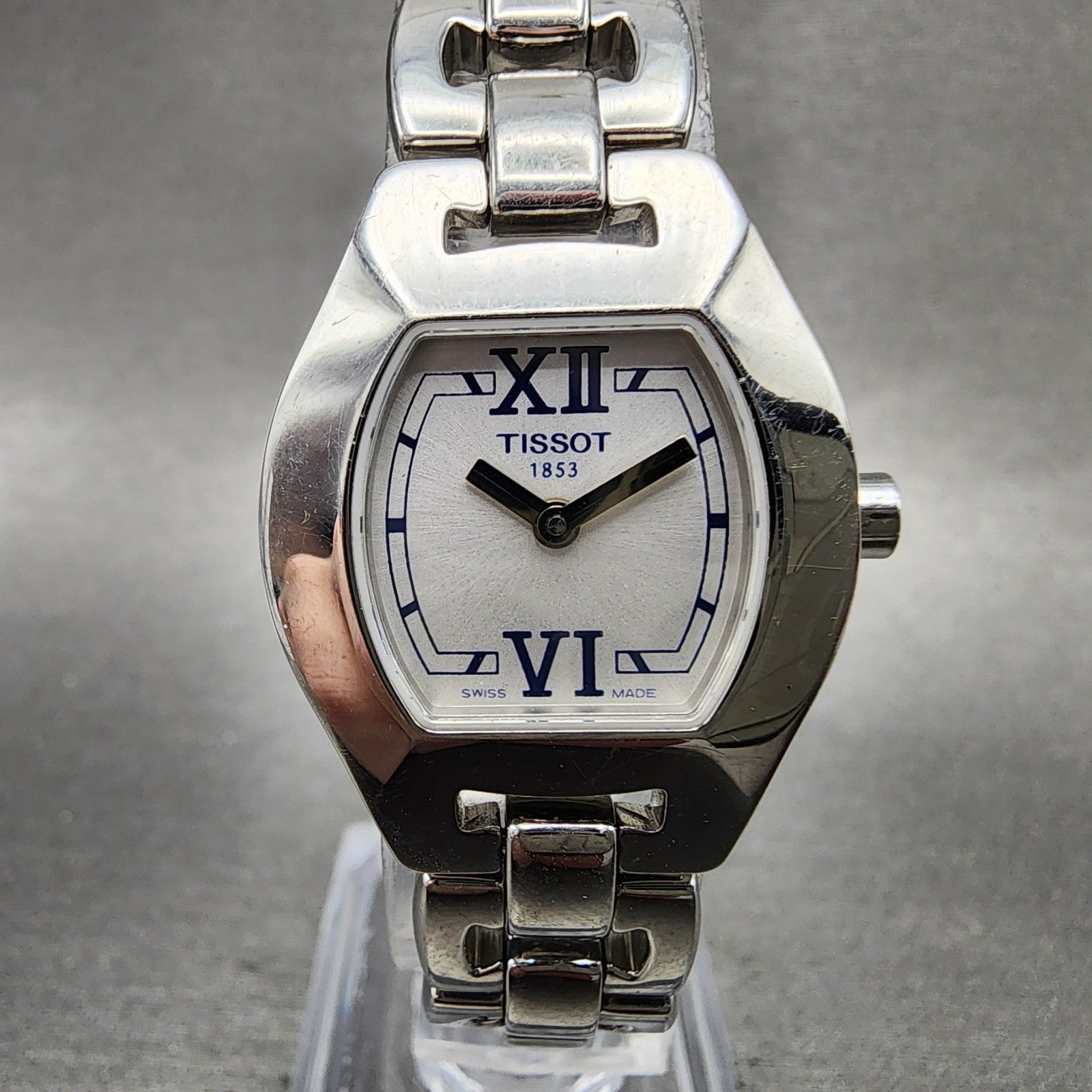 Tissot Watch Women 23mm White Dial Stainless Steel Tonneau G343 New Battery0