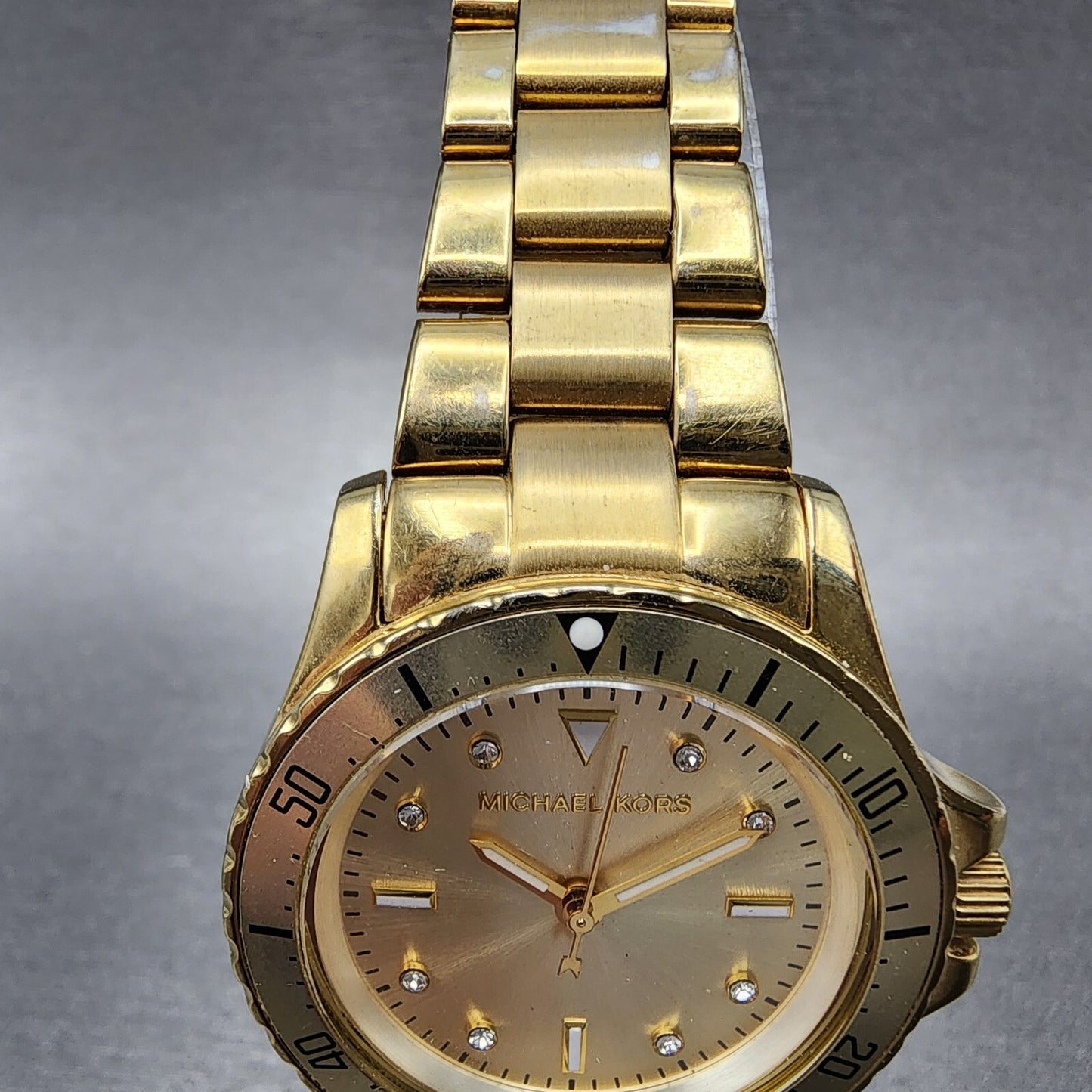 Michael Kors Tatum Watch Women 33mm Gold Dial Gold Tone Round MK6120 New Batt4