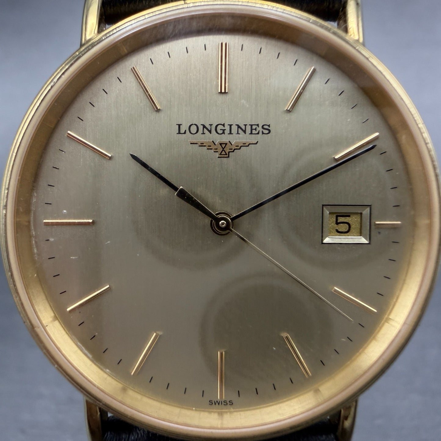 Longines Grand Classic Watch Men 33mm Gold Dial Gold Tone Date L4.720.2 New Batt1