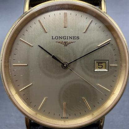 Longines Grand Classic Watch Men 33mm Gold Dial Gold Tone Date L4.720.2 New Batt1