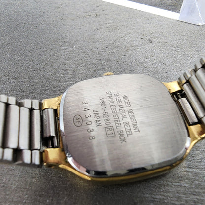 ALBA Urban Watch Women 22mm White Dial Two Tone Rectangle V8015280 New Battery9