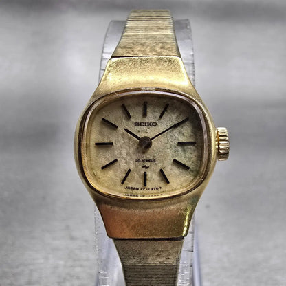 Seiko Watch Women 18mm Gold Dial Gold Tone Oval 17-3440 Manual Wind Runs VTG0