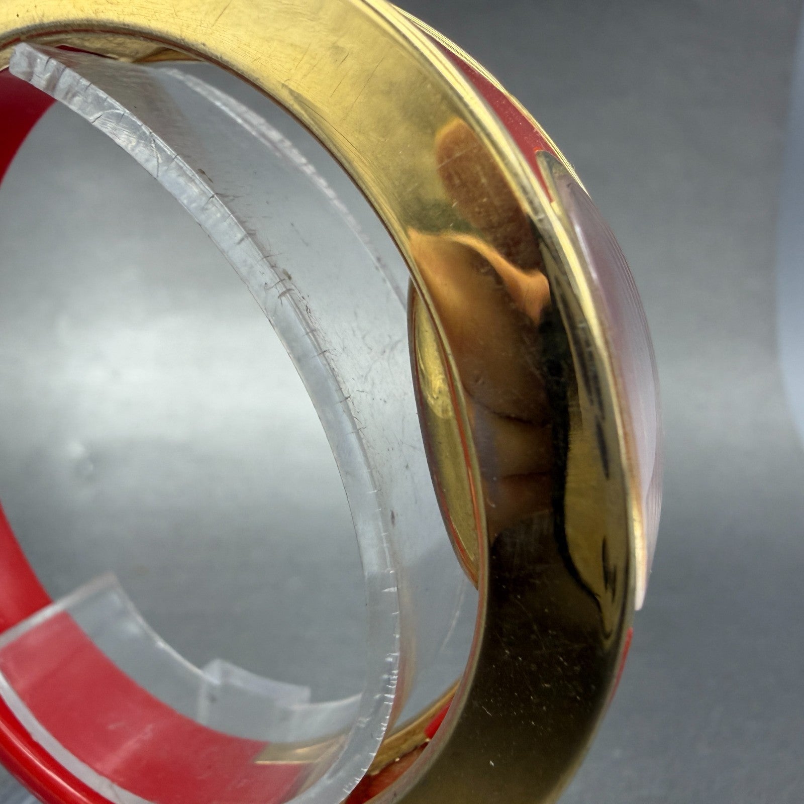 Lucerne bangle Watch Women 18mm Red Dial Gold Tone Oval Manual  Wind Runs VTG3