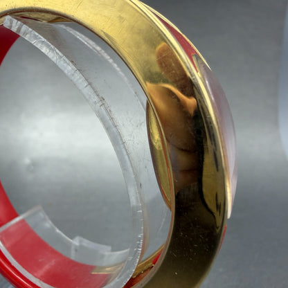 Lucerne bangle Watch Women 18mm Red Dial Gold Tone Oval Manual  Wind Runs VTG3