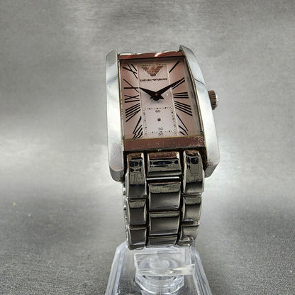 Emporio Armani Tank Watch Men 25mm White Dial Steel Small Seconds AR0146 PARTS6