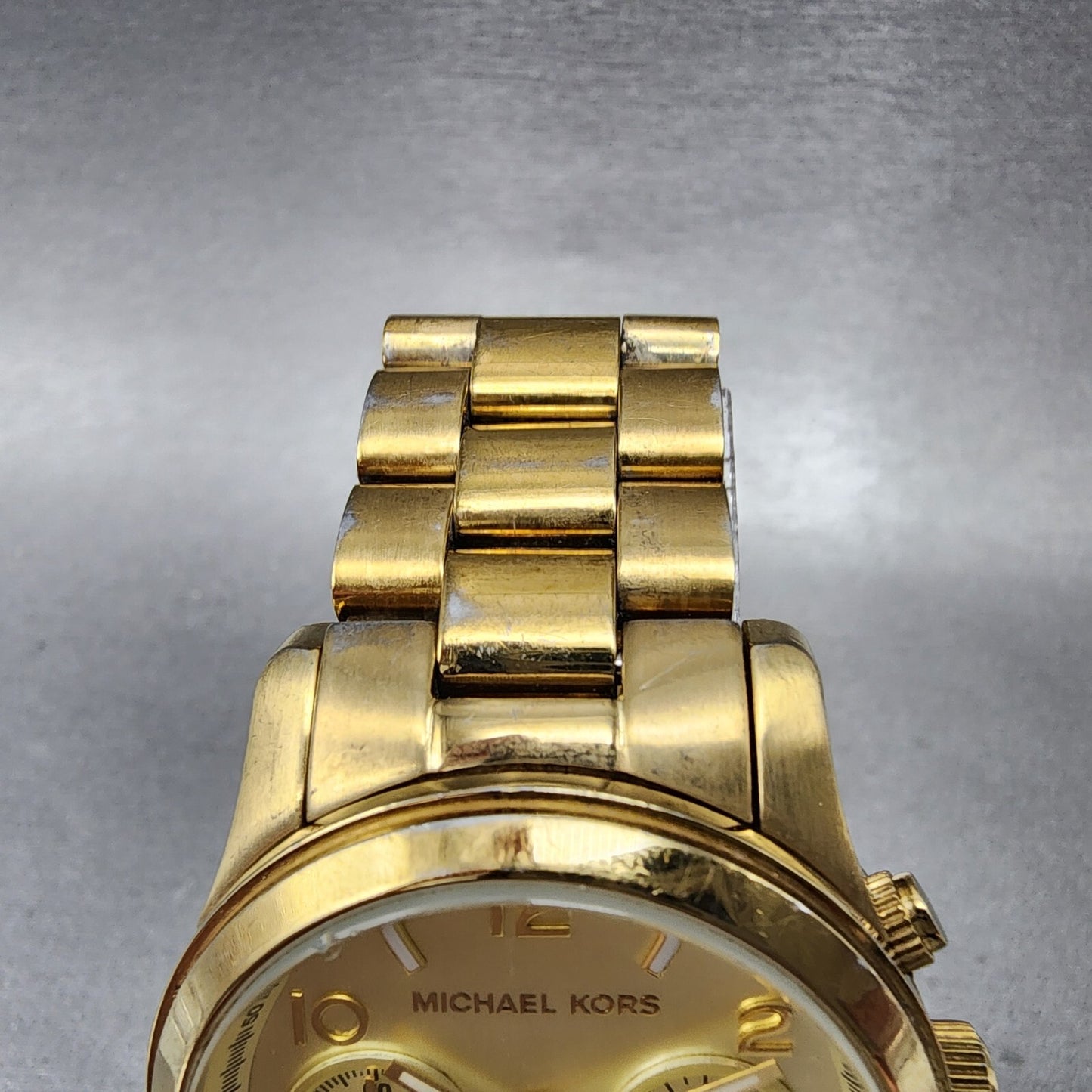 Michael Kors Runway Chronograph Watch Women 38mm Champagne Dial Gold Tone NewBat4