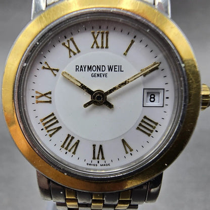 Raymond Weil Toccata Watch Women 25mm White Dial Two Tone Date Round New Batt JK1