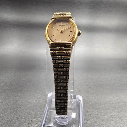 Seiko Watch Women 17mm Gold Dial Gold Tone Oval 2Y01-5C19 New Battery Vintage5