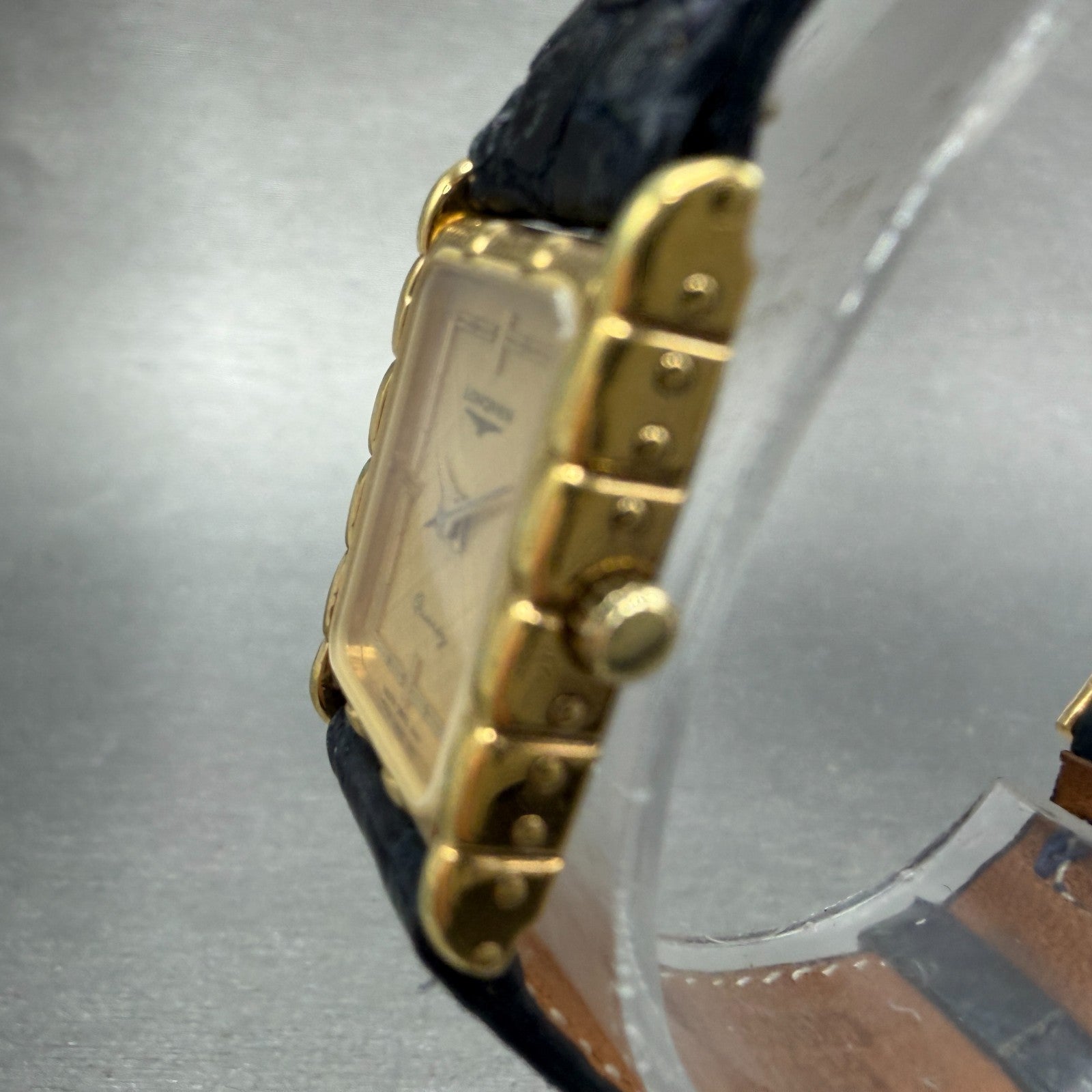 Longines Tank Watch Women 17mm Gold Dial Gold Tone Rectangle New Battery VTG2