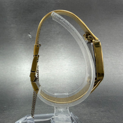 Seiko Tank Watch Women 13mm Champagne Dial Gold Tone 1320-6070 New Battery8
