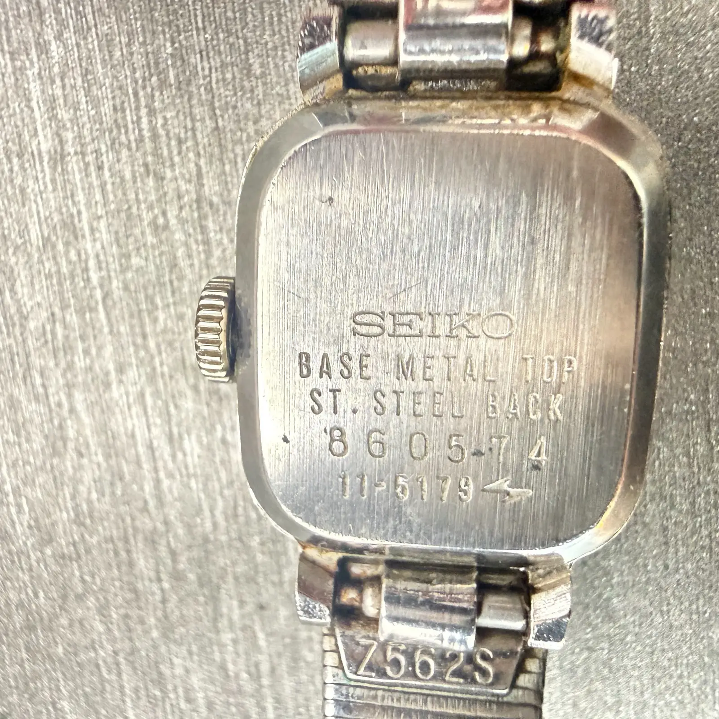 Seiko Watch Women 17mm Blue Dial Silver Tone Rectangle 11-5179 Vintage Works10