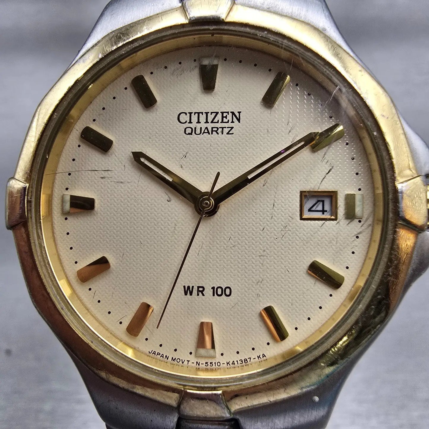 Citizen Watch Men 36mm Cream Dial Two Tone Date Round 5510-K12991 New Battery1
