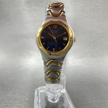 Citizen Watch Women 25mm Blue Dial Two Tone Date Round 1012S76183 New Battery5