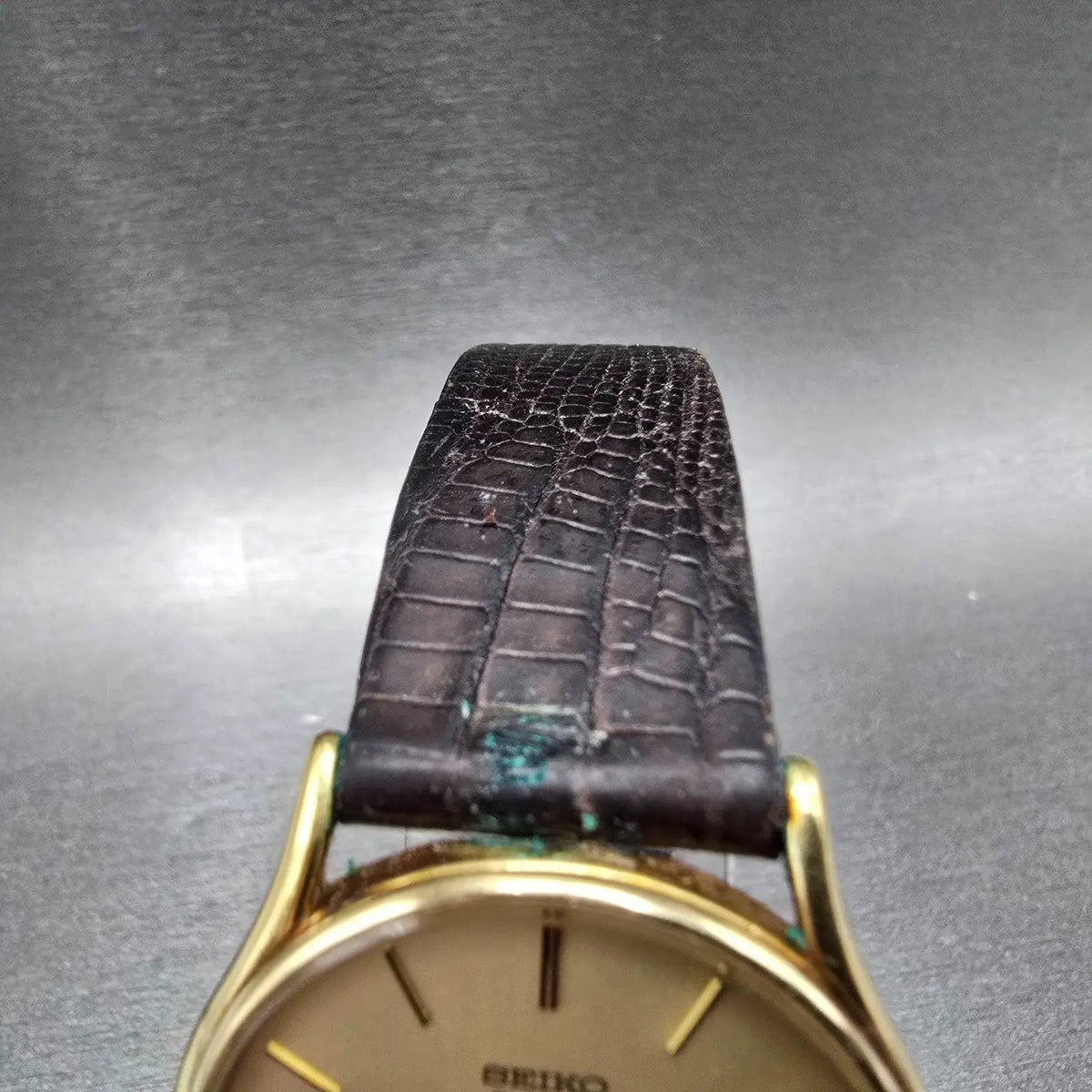 Seiko Watch Men 33mm Gold Dial Gold Tone Round 2620-0039 2620 Movement PARTS5