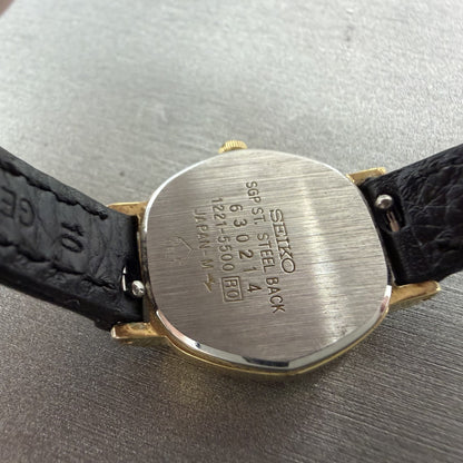 Seiko Watch Women 21mm Black Dial Gold Tone Hexagon 12215500 New Battery9