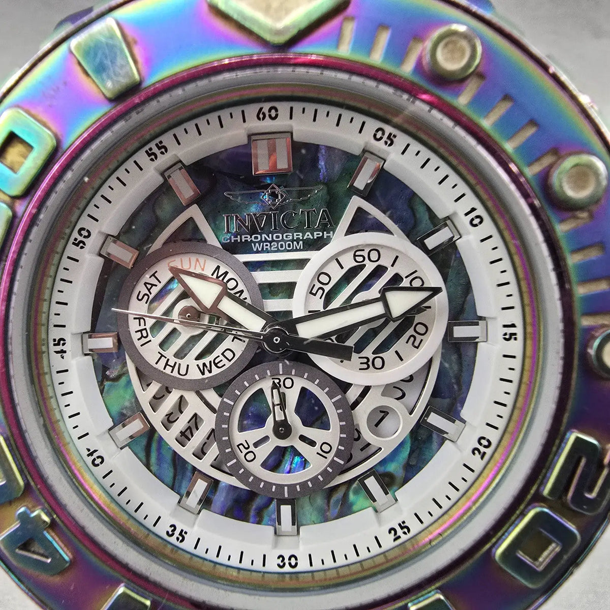 Invicta Sea Hunter Chronograph Watch Men 57mm Abalone Dial Rainbow 26413 PARTS2