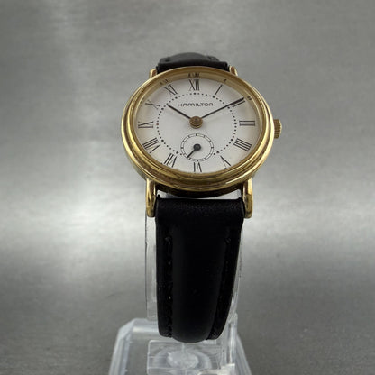 Hamilton Watch Women 23mm White Dial Gold Tone Round 6208 New Battery5