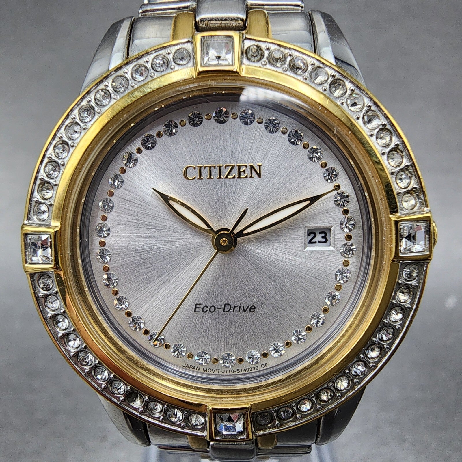 Citizen EcoDrive Silhouette Watch Women 29mm Silver Dial Two Tone Date Works1
