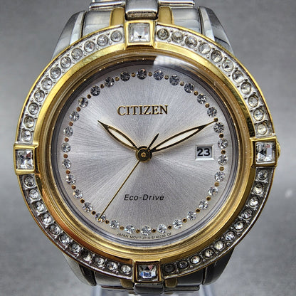 Citizen EcoDrive Silhouette Watch Women 29mm Silver Dial Two Tone Date Works1
