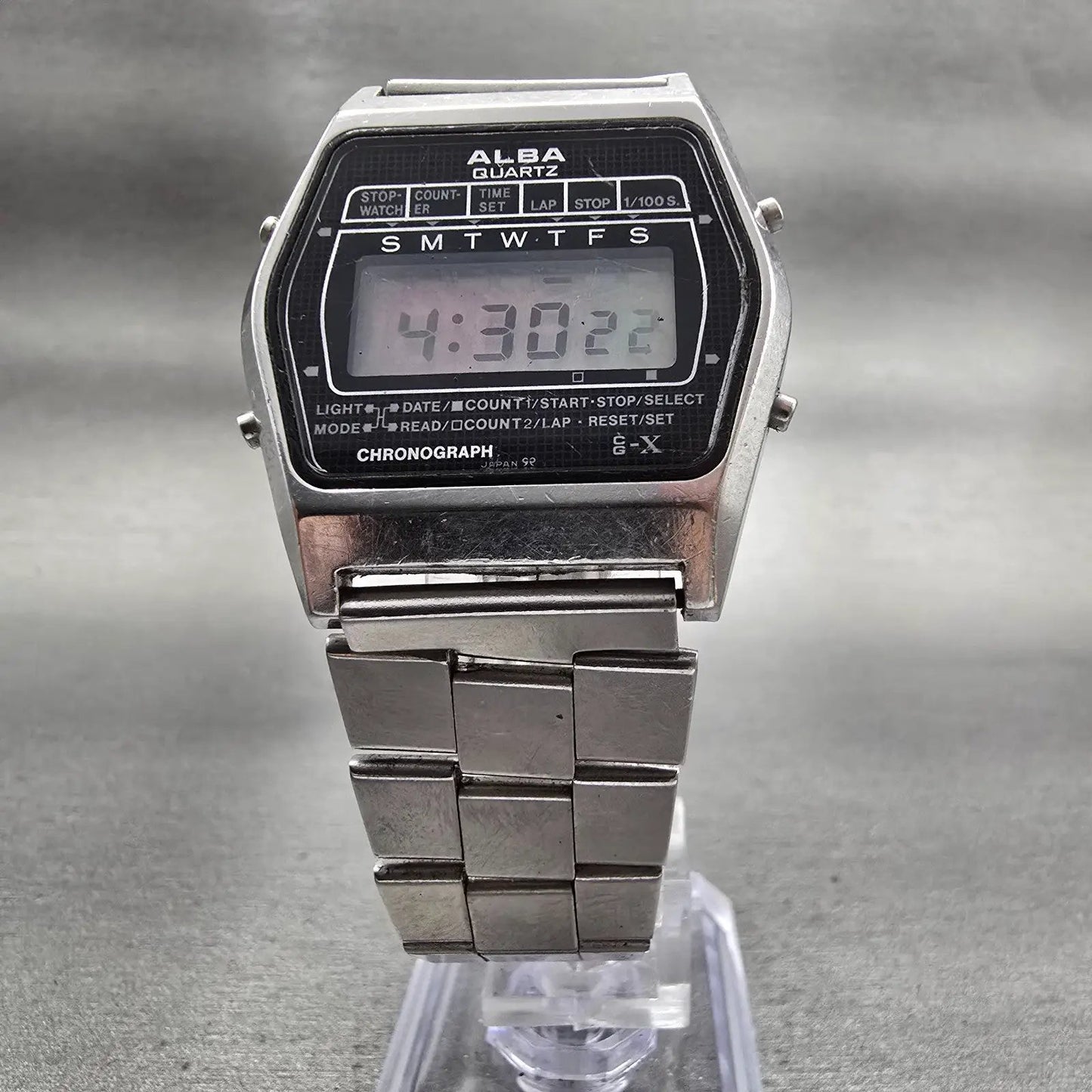 Seiko Alba Digital Watch Men 34mm Black Dial Silver Tone Chrono Y729-4000 NewBat5