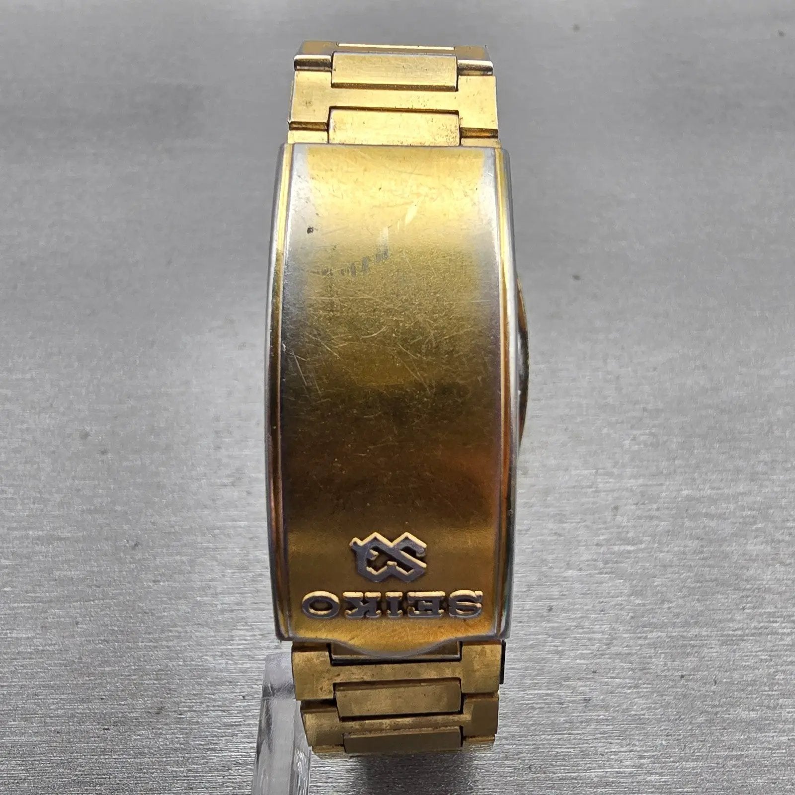 Seiko SQ Watch Men 32mm Silver Dial Gold Tone Daydate 8223-5249 New Battery VTG7