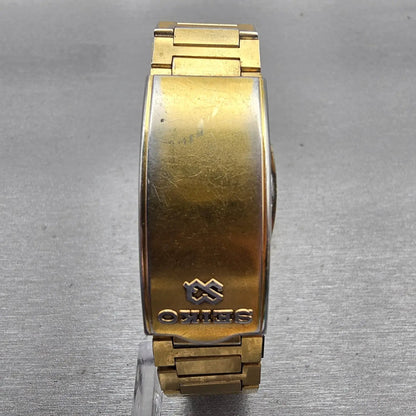Seiko SQ Watch Men 32mm Silver Dial Gold Tone Daydate 8223-5249 New Battery VTG7