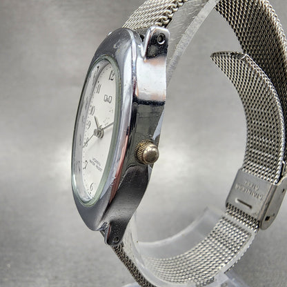 Citizen Q&Q Watch Women 21mm White Dial Silver Tone Oval Mesh Band New battery2
