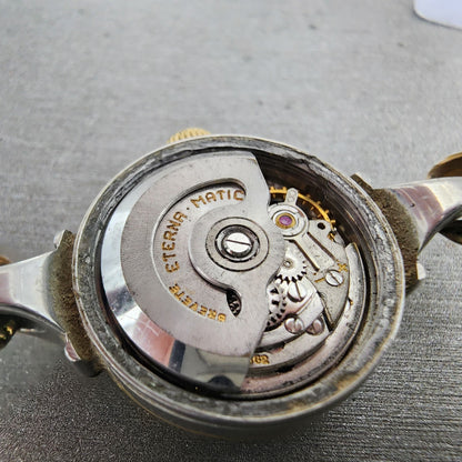 Eterna Matic Watch Women 21mm Cream Dial Gold Tone Automatic PARTS Vintage10