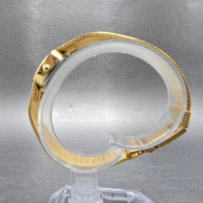 Bulova Accutron Watch Women 20mm Champagne Dial Gold Tone Rectangle P9 PARTS7