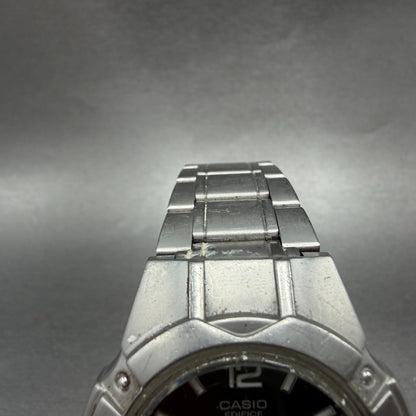 Casio Edifice Watch Men 39mm Black & Blue Dial Steel Daydate EF-303 New Battery4