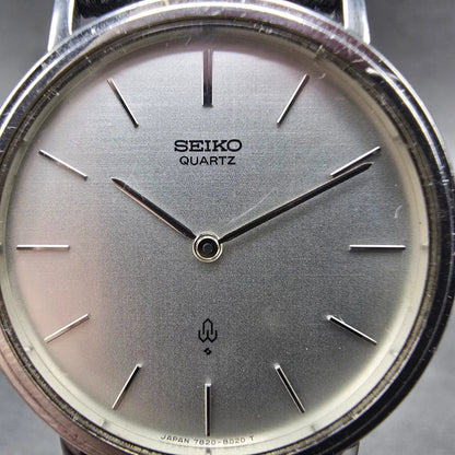 Seiko Watch Men 33mm Silver Dial Silver Tone Round 7820-8030 Leather Band PARTS2