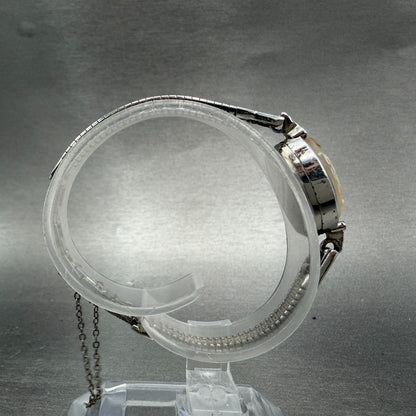 Citizen Rhone Watch Women 15mm Silver Dial White Gold Plated Oval Manual Runs AB8