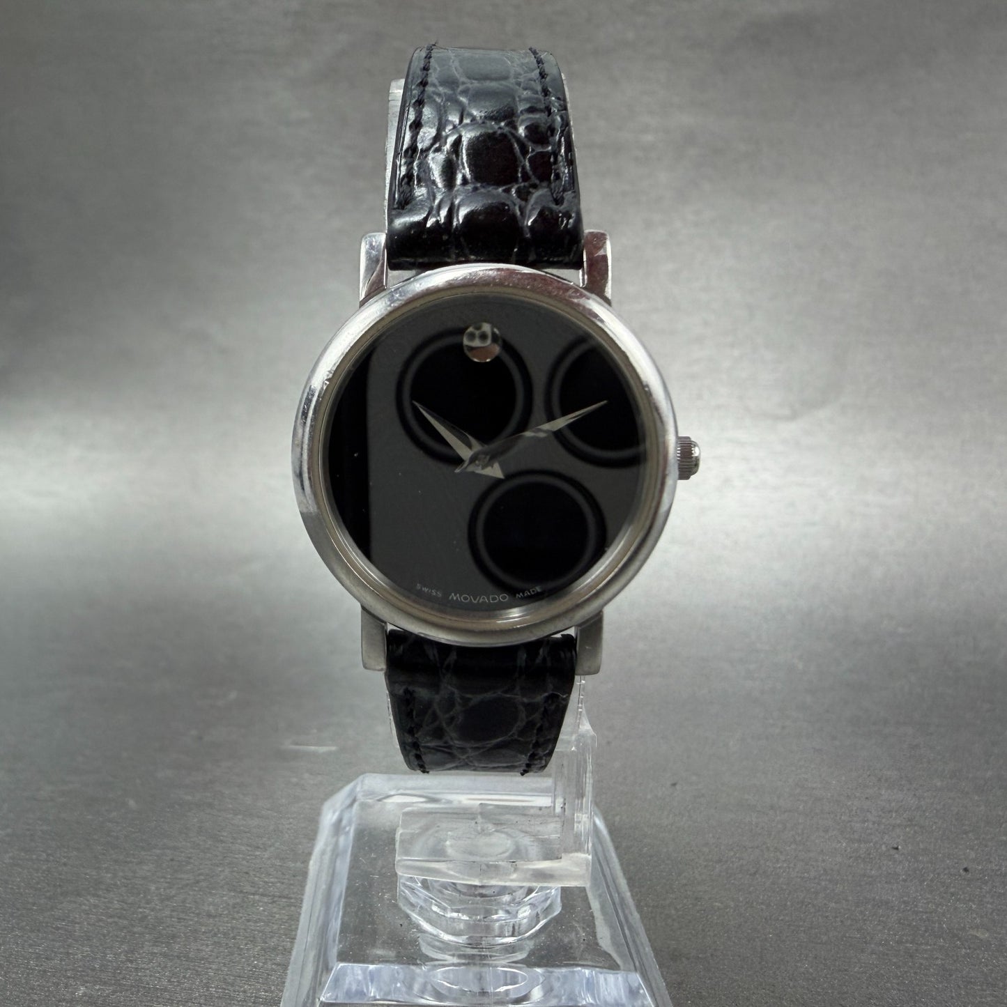 Movado Museum Watch Women 26mm Black Dial Steel Round 84 E4 0834 New Battery ABC5