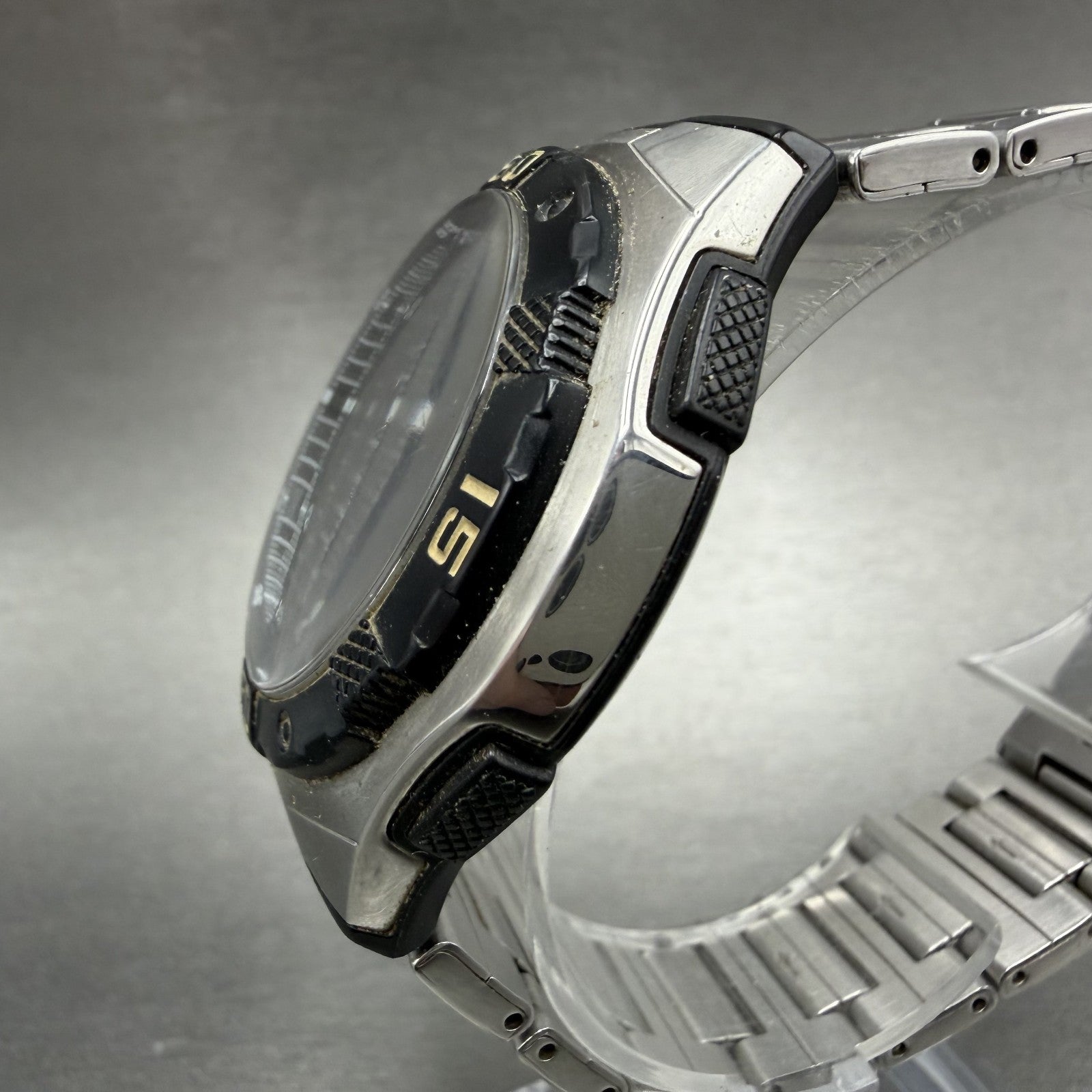 Casio Illuminator Watch Men 44mm Analog Digital Silver Tone AQ-164W New Batt2