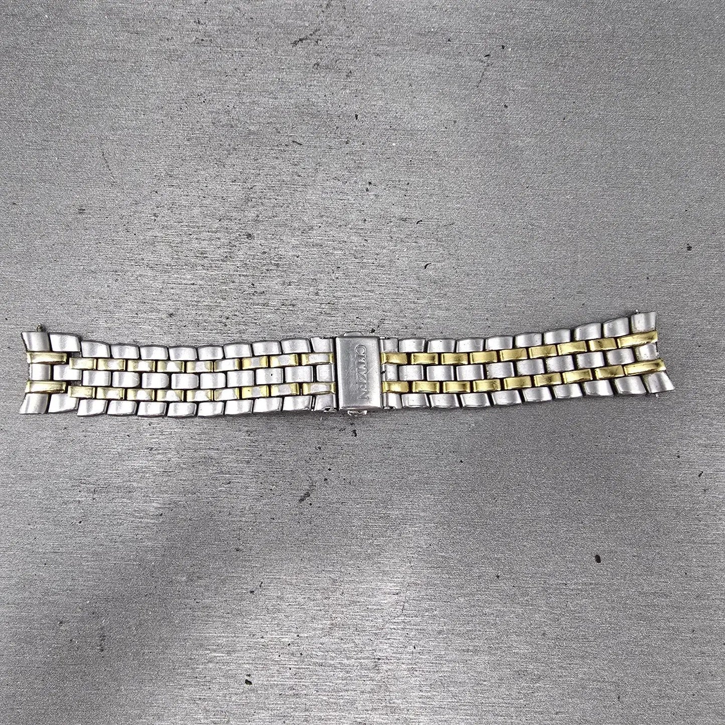 Citizen Bracelet 20mm Stainless Steel Two Tone Tri Folding Clasp VTG READ!!!!!!!0